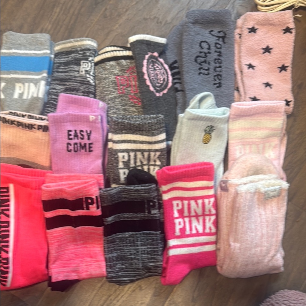 PINK Victoria's Secret Assorted Socks - Pink, Gray, Black